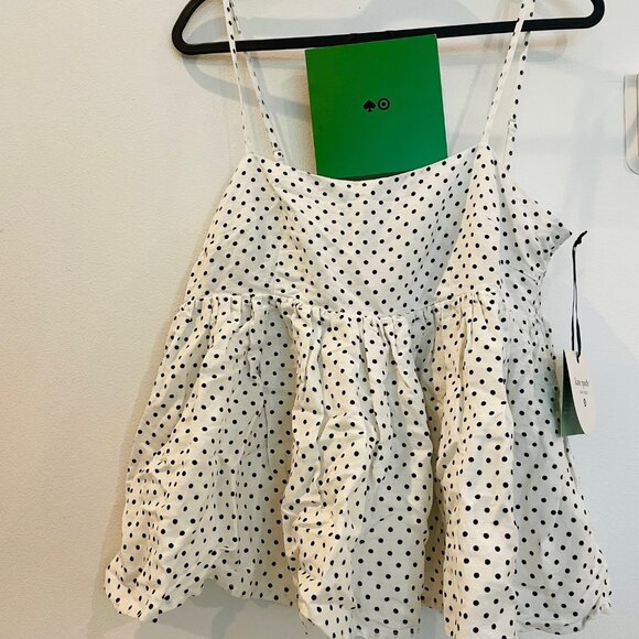 kate spade Tops - Kate Spade New York Polka Dot Linen Baby Doll Tank Top NWT